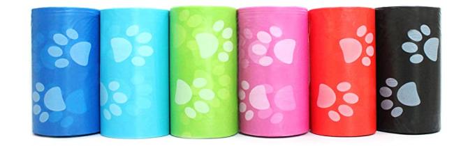 Bolso multicolor de la basura del animal doméstico con diseño del pawprint