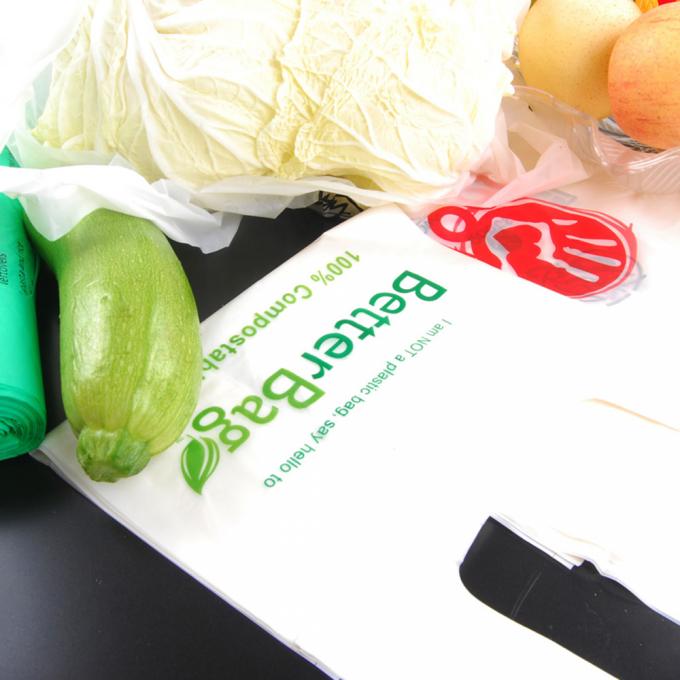 Los bolsos amistosos de la camiseta del chaleco del almidón de maíz +PBAT Eco biodegradan las bolsas de plástico