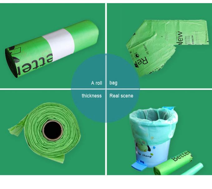la aduana al por mayor amistosa de la maicena del eco imprimió bolsos de basura plásticos abonablees biodegradables del 100% en el rollo
