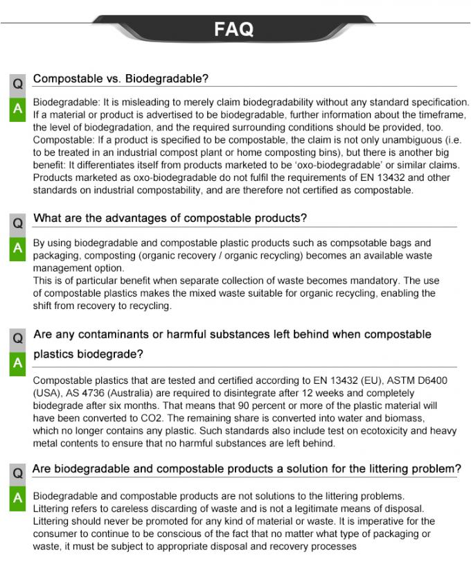 Diversos bolsos plásticos abonablees el 100% biodegradables del compartimiento de basura
