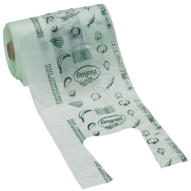 En13432 certificó el bolso plástico abonable biodegradable al por mayor impreso aduana de la farmacia con la manija de la camiseta