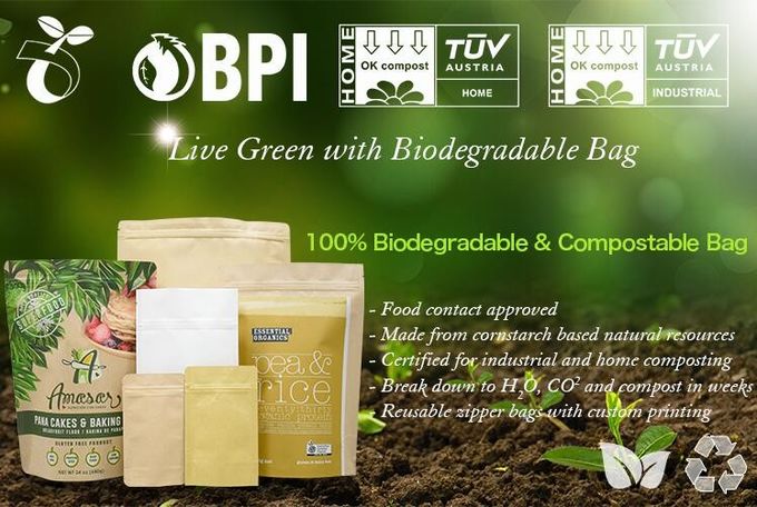  la aduana amistosa del eco imprimió bolsos inferiores del paquete del café del bloque de los bolsos del filamento del pla de alimentos del 100% que hacían compras del bolso biodegradable del envasado