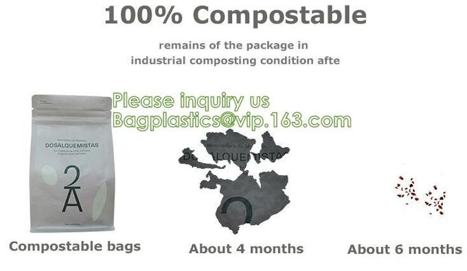 La aduana de Bagease imprimió bolsos de empaquetado inferiores planos de papel abonablees biodegradables de café del Pla Kraft de la bolsa de lujo de los granos