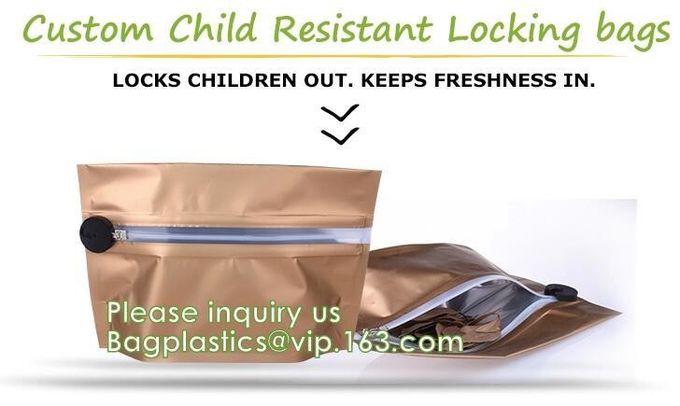 bromas a prueba de niños de mylar de la galleta plástica de la cremallera de la prueba del olor encima del bolso hermético resistente modificado para requisitos particulares del peva del runtz de los niños de la cremallera