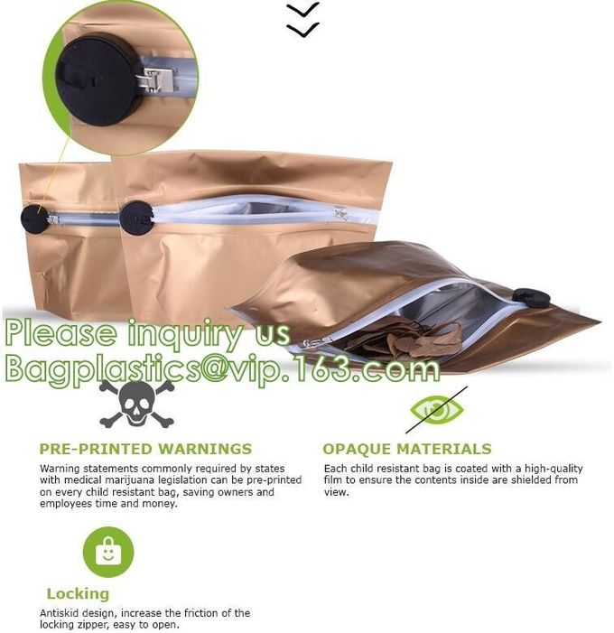 bromas a prueba de niños de mylar de la galleta plástica de la cremallera de la prueba del olor encima del bolso hermético resistente modificado para requisitos particulares del peva del runtz de los niños de la cremallera
