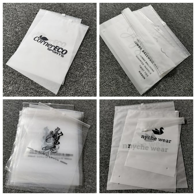los bolsos polivinílicos de empaquetado biodegradables de la cerradura de la cremallera de la ropa con la cremallera reciclable de la maicena del logotipo helaron el bolso de empaquetado