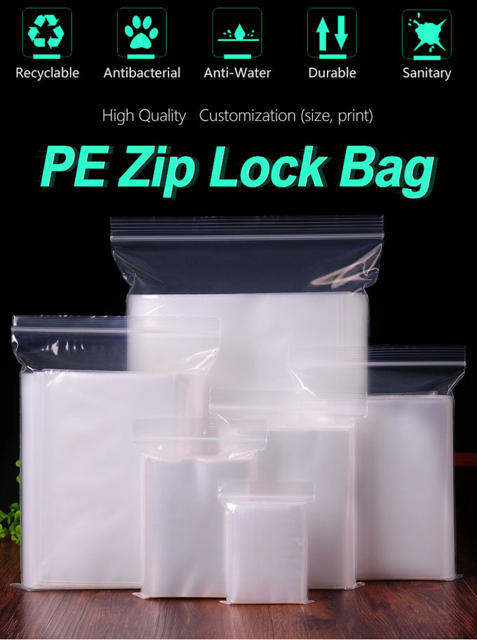Bolsos transparentes del congelador del sello de la diapositiva de la bolsa de plástico biodegradable PE, galón, cuarto de galón, valor americano, farmacia, sello de la cremallera