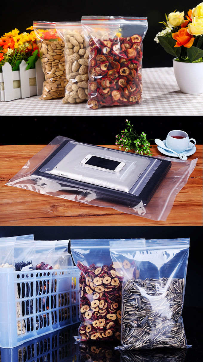 Bolsos transparentes del congelador del sello de la diapositiva de la bolsa de plástico biodegradable PE, galón, cuarto de galón, valor americano, farmacia, sello de la cremallera