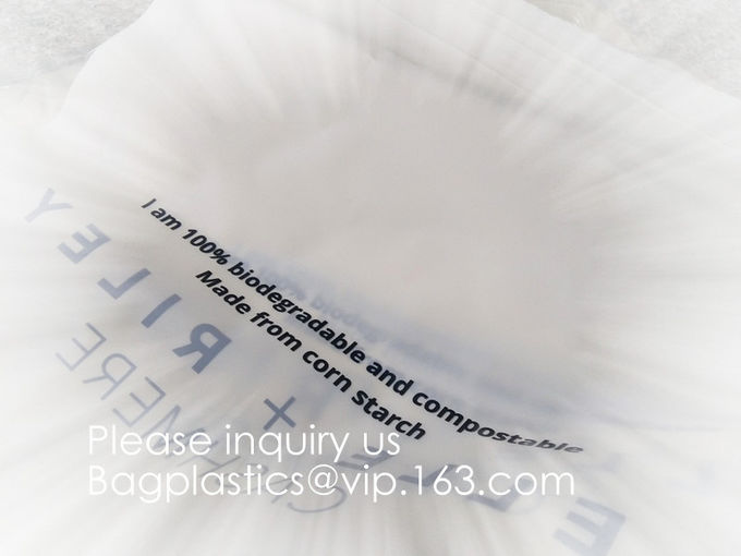 El PLA biodegradable plástico abonable k plástica de la comida del almidón de maíz empaqueta los bolsos mates para la ropa interior, BOLSOS de k del MAÍZ
