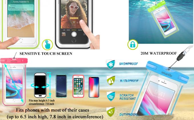 Bolso impermeable del tel&eacute;fono del paquete de la cremallera de Bagease con la protecci&oacute;n herm&eacute;tica del bolso seco de la cremallera para los deportes acu&aacute;ticos y el viaje de la aventura 0