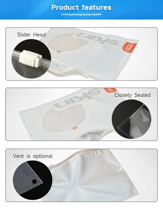 Bolsos que se puede volver a sellar plásticos de la cerradura de la cremallera de las bolsas del almacenamiento de Matte Frosted que embalan del PVC del resbalador del bolso al por mayor de la cremallera