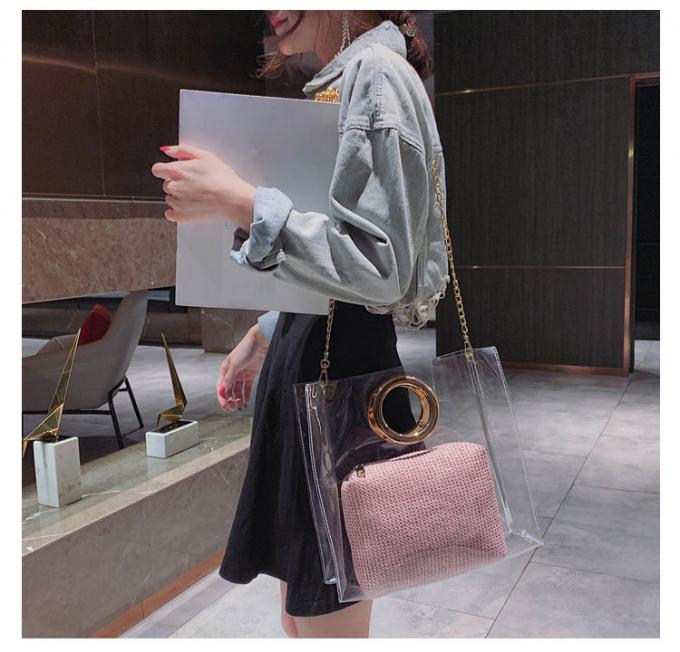 2 bolsos cuadrados de lujo elegantes de las señoras de las mujeres de la moda del nuevo totalizador portátil del bolso 2019 de la mano de la señora del pvc del sistema