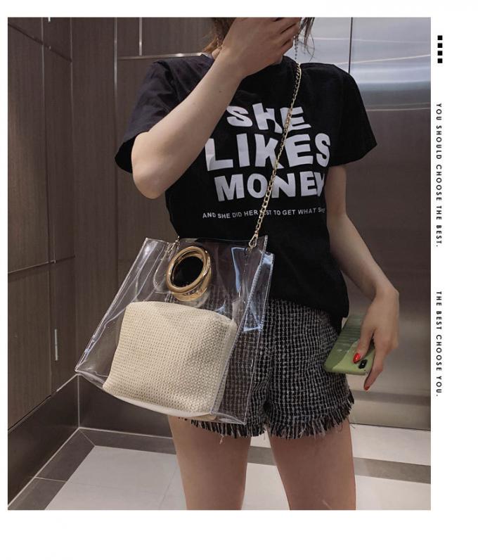 2 bolsos cuadrados de lujo elegantes de las señoras de las mujeres de la moda del nuevo totalizador portátil del bolso 2019 de la mano de la señora del pvc del sistema