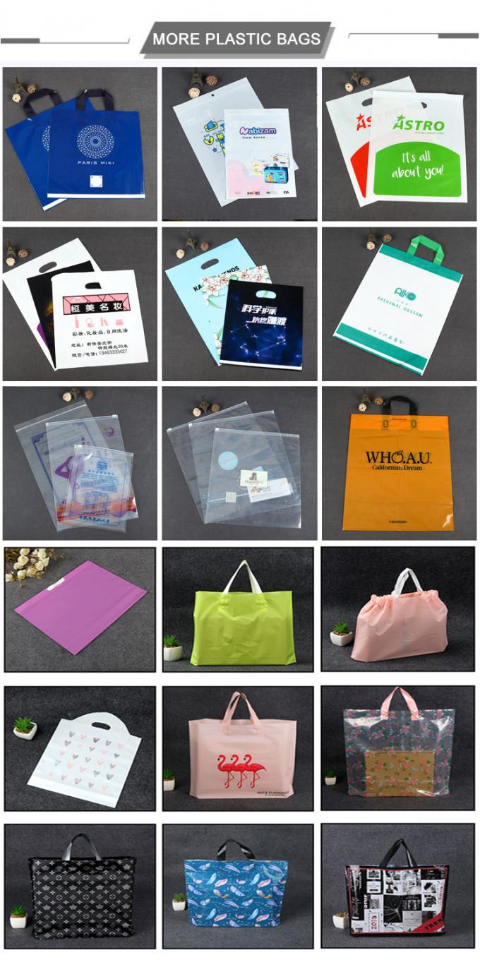 Bolso que hace compras plástico modificado para requisitos particulares de la manija suave del lazo de la impresión con las manijas