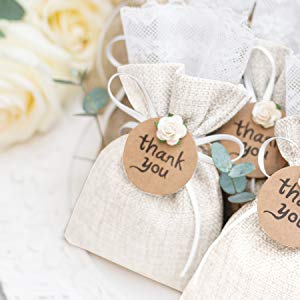 El regalo del lazo del algodón de la lona de la muselina empaqueta para el favor de banquete de boda