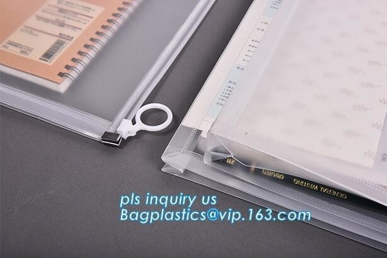 plastic Zippered Envelope k Waterproof PP Bags Seamless Slider Closure Storage Pouch for A4 Paper,Magazine,Memo