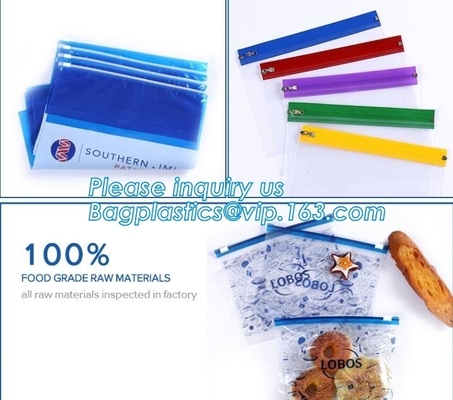 Slider Freezer Custom Transparent LDPE Plastic Waterproof k Storage Bag, Slider zipper clear plastic PE POLY water