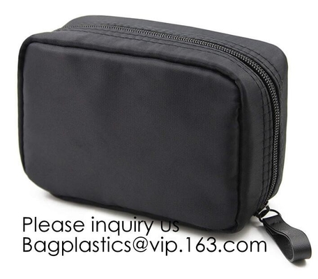 Canvas Makeup Bag Ladies Clutch Bag With Gold Zipper,Dopp Case Striped Canvas Cosmetic Makeup Bag with leather handle