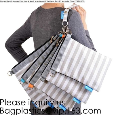 dIAPER BAGS, ORGANIZER POUCHES, 4 MESH INSERTS, 1 WET BAG, SET OF 5 VERSTILE FILES,neoprene pouch/bags/cases, BAGEASE