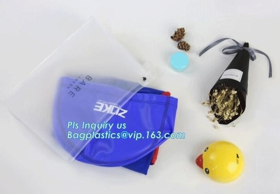 cosmetics packaging PVC transparent k slider plastic bag with pink zipper, Slider zipper Gusset Bag Cosmetic PVC B