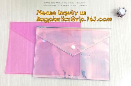 neon button bag, button envelope,A4 Waterproof PVC PP Document Bag,best quality school use pvc document bag for holder