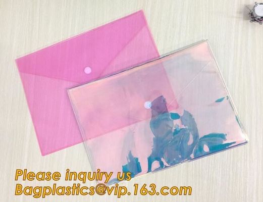 neon button bag, button envelope,A4 Waterproof PVC PP Document Bag,best quality school use pvc document bag for holder