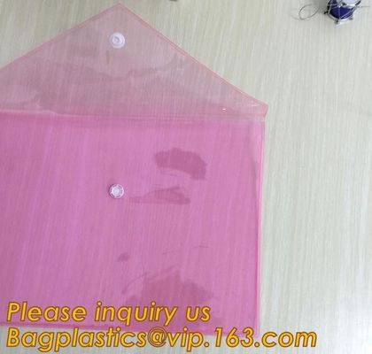 neon button bag, button envelope,A4 Waterproof PVC PP Document Bag,best quality school use pvc document bag for holder