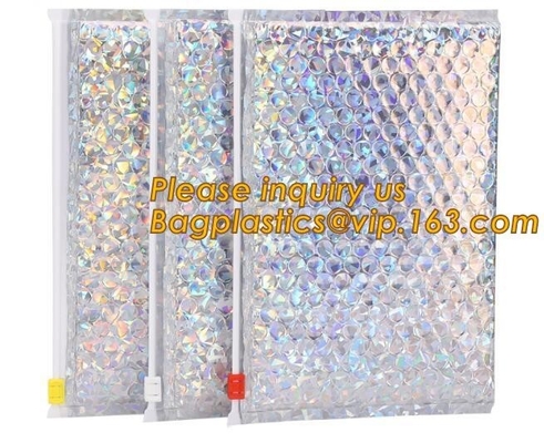 Hot Metallic Colorful Bagease Packaging Zipper Bubble Bag For Cosmetic Packaging,k Bubble Bags are Made of PET/CP