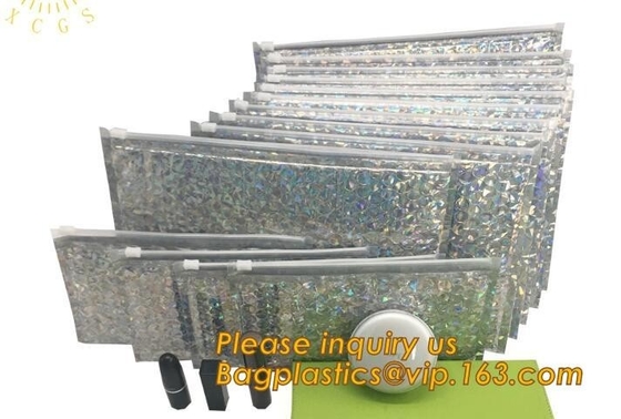 Cosmetic Pink Slider Padded Bag/Silver k Bag With Bubble,Padded Envelopes Cheap Aluminium Foil k Holographic