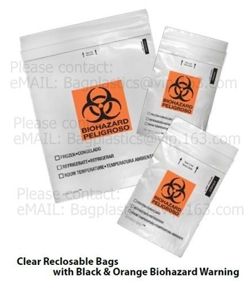 Medical packaging bags, SPECIMEN BIOHAZARD bag, LAB bags, LAB supplies, self seal bag, adhensive SEAL BAGS, HOSPITAL PAC