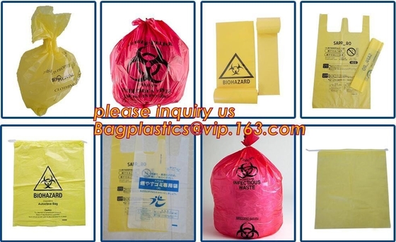 LDPE Drawstring Type Biohazard Waste Garbage Bag, HDPE Drawstring Type Biohazard Waste Garbage Bag, Isolation Infectious