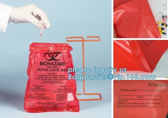 Medical Specimen Bag with k pounch, biohazard infectious waste bag/bio hazard medical waste bin liner, bagplastics