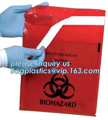 medical garbage bag in roll medical biohazard plastic bag, Biohazard resealable specimen bag,bag for laboratory, bagease
