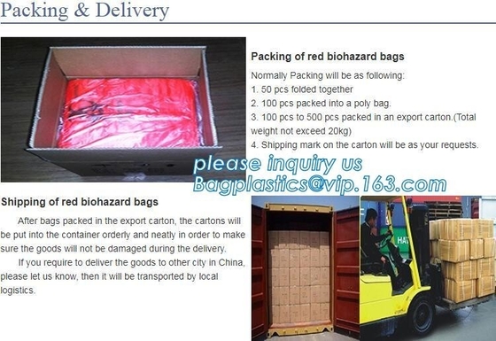 Red bag, yellow medical biohazard waste bag, hospital biohazard medical waste, autoclavable infectious waste poly bag
