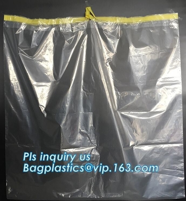 Extra large capacity biohazard drawtape trash bag interleaf coreless roll plastic garbage bag for hospital use, DRAWSTAP