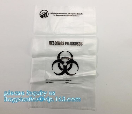 biodegradable biohazard bag/Recycled garbage bag, Polyethylene Biohazard Printed Clear Plastic k Specimen Bags Wit