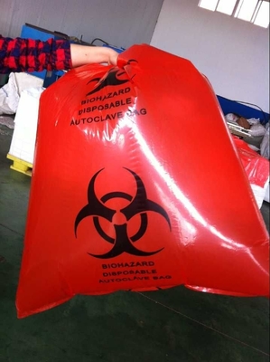 Open Ended Red Biohazard Liners Disposable LLDPE Bags Disposing Waste Plastic Bags For Health Applications