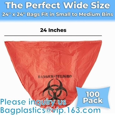 Open Ended Red Biohazard Liners Disposable LLDPE Bags Disposing Waste Plastic Bags For Health Applications