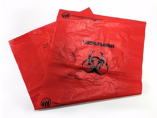 Open Ended Red Biohazard Liners Disposable LLDPE Bags Disposing Waste Plastic Bags For Health Applications