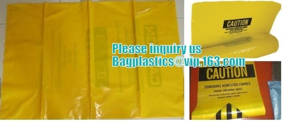 industry waste clear asbestos bags, Sell clear plastic asbestos rubbish bags with red printing, Strong LDPE Material Asb