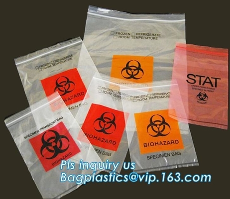 LDPE poly lab biohazard specimen bags with k closure, biohazard specimen bags laboratory transport bags with docum