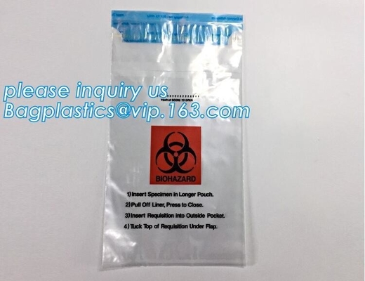LDPE poly lab biohazard specimen bags with k closure, biohazard specimen bags laboratory transport bags with docum
