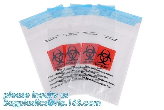 LDPE poly lab biohazard specimen bags with k closure, biohazard specimen bags laboratory transport bags with docum