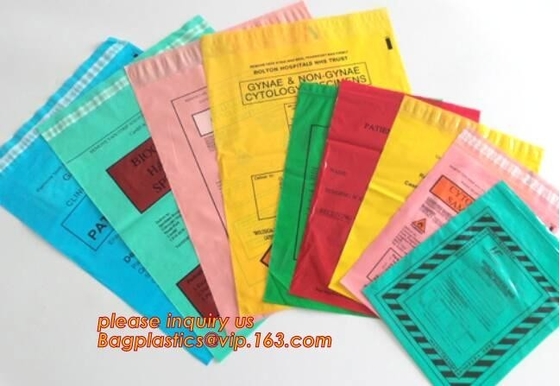 Biohazard Specimen Bag with Document Pouch, Industrial waste disposal, biodegradable waterproof plastic k poly pe