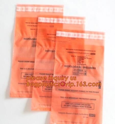 Biohazard Specimen Bag with Document Pouch, Industrial waste disposal, biodegradable waterproof plastic k poly pe