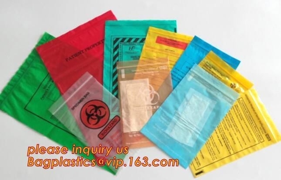 Biohazard Specimen Bag with Document Pouch, Industrial waste disposal, biodegradable waterproof plastic k poly pe