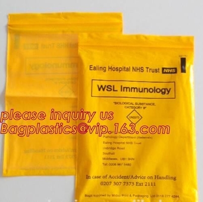 Professional Customized Medical Lab Hospital Kangaroo k Bag Yellow Specimen Collection Plastic, bagplastics, pac
