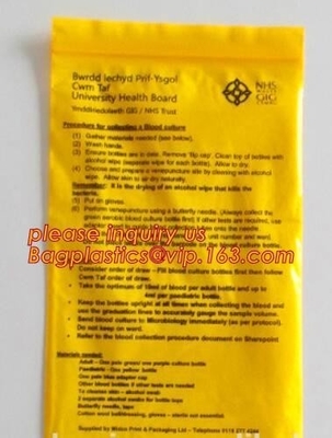 6x9 Lab k specimen kangaroo bag biohazard medical reclosable plastic bag, Biohazard Specimen transport bag, bageas