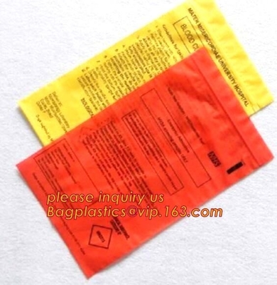 biohazard specimen k bag with pocket, recycled custom printed ldpe 3 layers specimen bag k bag, pac, pacrite