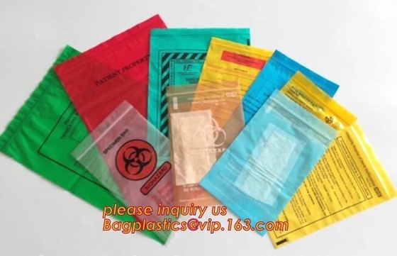 Medical packing k sealing plastic biohazard specimen bag customized pouch, Disposable plastic medical waste specim